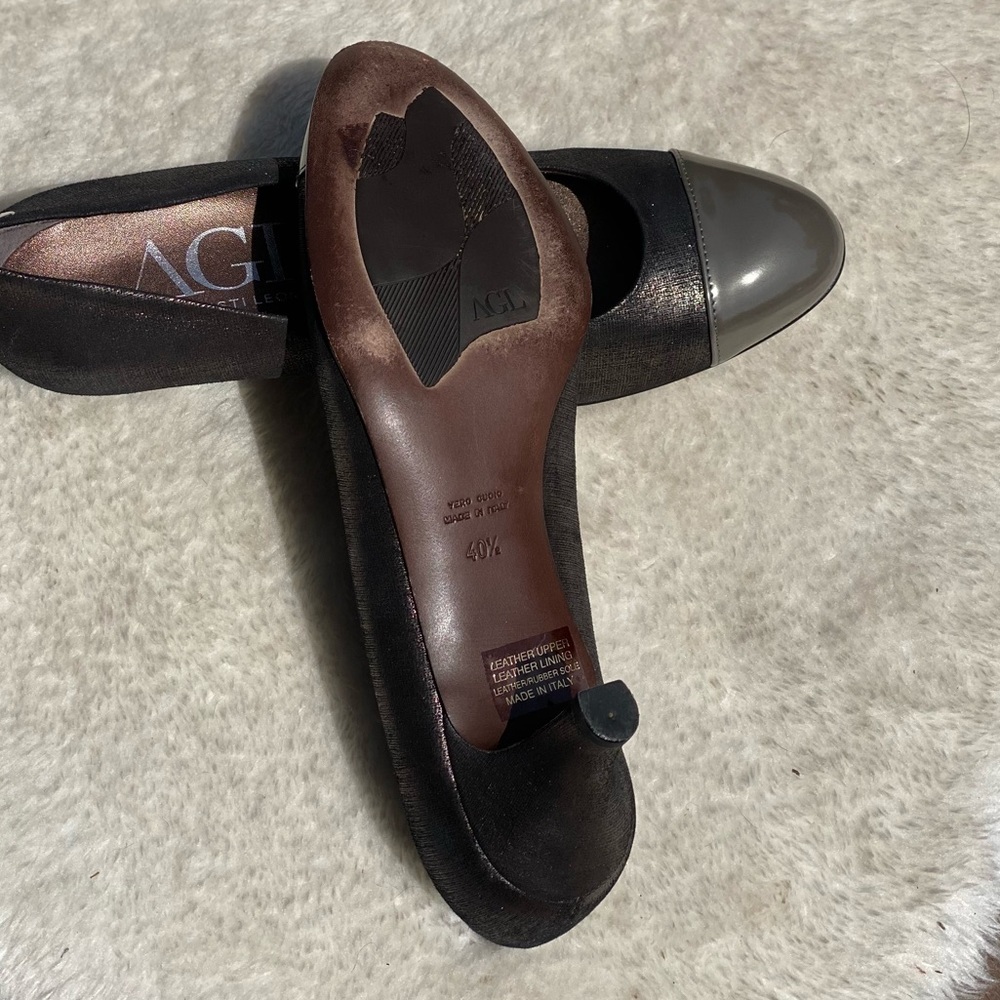 AGL Patent Cap Toe Pumps Francy Pebble Heels - Picture 5 of 7